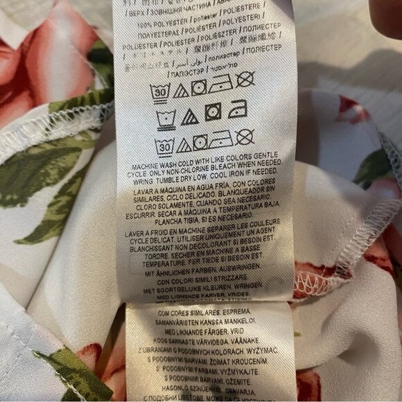 Guess XL Floral Rose Print 3/4 Sleeve Collared Blouse - Picture 16 of 16